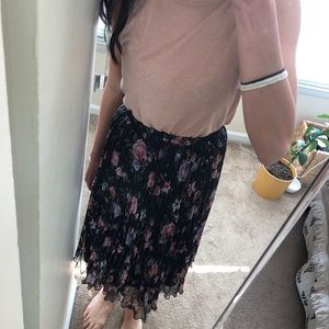 pleated midi floral skirt